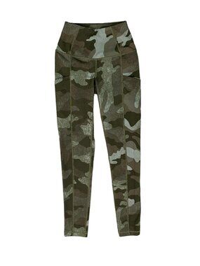 The North Face Green Camo Leggings Womens Mid Rise Pockets Size Large